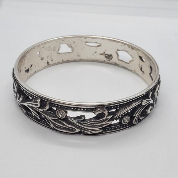 Brighton gorgeous silvertone clear Rhinestone Le Louvre Bangle Bracelet - Picture 1 of 5